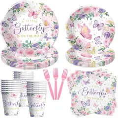 Butterfly Baby Girl Decorations Tableware