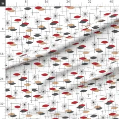 Various Fabrics by the Yard or Fat Quarter Orbs Large Atomic Modern Red Beige Gray Space Age Abstract Custom Printed Fabric by Spoonflower