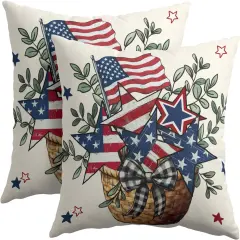 4th of July Pillow Covers 18x18 Inch Set of 2