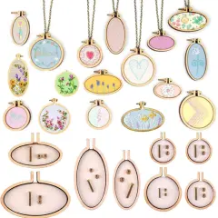 8PCS Small Ring Embroidery Hoop Wooden Mini Cross Stitch