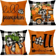 Set of 4 Fall Pillow Covers 20x20