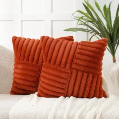 Fall Throw Pillow Covers 20x20 Set of 2 - Burnt Orange