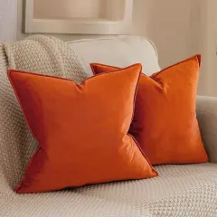 Set of 2 Burnt Orange Throw Pillow Covers 20x20