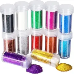 12 Pieces Fine Glitter, 12 Colors 10g Glitter Shake Jar Set, Extra Fine Glitter Powder for Arts, Crafts, Painting, Decoration, Body Face Makeup, Nail Art, Pigment
