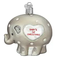Old World Christmas 3.25 In Baby's 1St Elephant Christmas Tree Ornament , Christmas Decor Strong Family Ties Gray