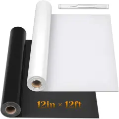 12" x 24ft Heat Transfer Vinyl Rolls,2 Rolls Black and White-(12 Inches by 12 Feet Per Roll)