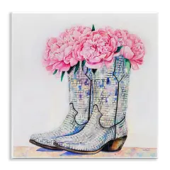 Stupell Industries Floral Shimmering Cowgirl Boot Wall Plaque Design by Amanda Greenwood