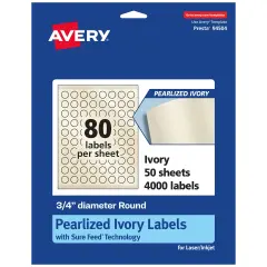 Avery Pearlized Ivory Round Labels with Sure Feed Technology, Print-to-the-Edge, .75" diameter