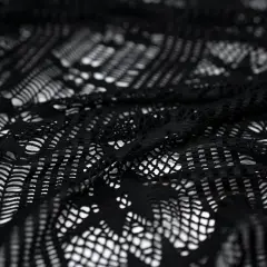 1 Yard Cindy Knitted Stretch Lace Fabric, 58" Wide 2 Way Stretch Polyester Black