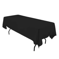 1 Yard Black Rectangle Tablecloth Washable Polyester 60 Inch Wide for 6 Foot Dining Table