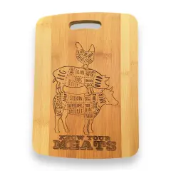 Know Your Meats Cutting Board 14''x9.5''x.5'' Bamboo