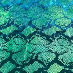 1 Yard 36" x 58/60" Jungle Cobra Foil Printed Stretch Velvet Fabric Lime