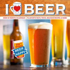 I Love Beer | 2026 12 x 24 Inch (Hanging) Monthly Square Wall Calendar | Plastic-Free