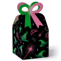 Big Dot of Happiness Witch Bow Boxes, Good Pink and Green Birthday or Witch Halloween Party Square Favor Gift Boxes - Set of 12