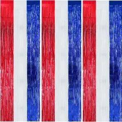 3 Pcs Red Blue White Door Streamers Curtain July 4th Party Streamers Backdrop 4th of July Party Wall Background for Party Decoration Photo Booth Props(3.28 ft x 6.56 ft)