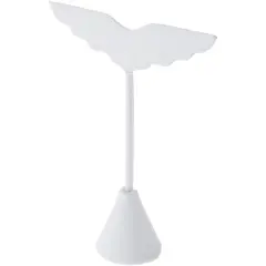 Plymor White Faux Leather Wing Shaped, Three Pair Earring Display Stand, 3" W x 1.25" D x 4.75" H