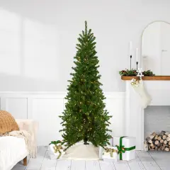 Northlight Pre-Lit Canadian Pine Artificial Pencil Christmas Tree - 6.5' - Clear Lights Green