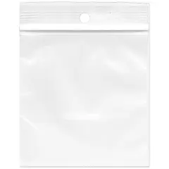 Plymor 3" x 3", 2 Mil with Hang-Hole Zipper Reclosable Plastic Bags