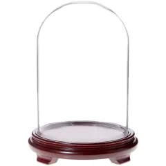 Plymor 8" x 12" Glass Display Dome Cloche Red Wood Veneer