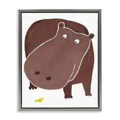 Stupell Industries Hippo and Bird Friends Floating Frame Design by Carla Daly