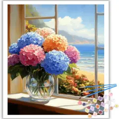 Flowers Paint by Numbers Kit for Adults, Hydrangea Paint by Number Adult, Painting by Numbers for Gifts and Home Interior Decor