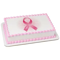 Breast Cancer Awareness Ribbon of Hope PhotoCake&reg; Edible Cake Topper Icing Image for 1/4 Sheet cake or larger