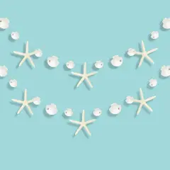 White Finger Starfish Sea Shell Garland Ocean Coastal Nautical Party