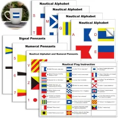 7 Pack Nautical Flag Stickers Set with Maritime Flag