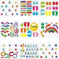 159 Pcs Alphabet Sensory Path Adhesive Sensory Path Decals for Floor and Wall Floor Decals