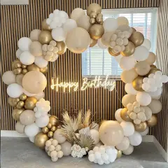 156PCS White Sand Gold Balloons Garland Arch Kit