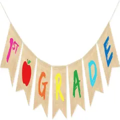 1st Grade Banner Burlap Back to School Decorations