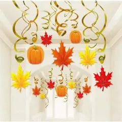 36 Pack Autumn Thanksgiving Hanging Swirls Decorations