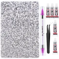 25000Pcs Resin Jelly Flatback Rhinestones with Glue and Tools - Clear
