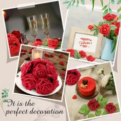 12pcs Rose Artificial Flowers, Fake Rose Silk Flower Bouquet