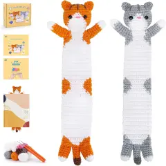 2 PCS Long Cat Crochet Kits (Orange & Gray)