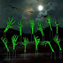 12 Pack Halloween Yard Signs with Stakes Glow in The Dark, 12 Styles