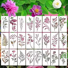 24 Pieces Wildflower Stencils
