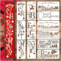12 Pcs Porch Christmas Stencils