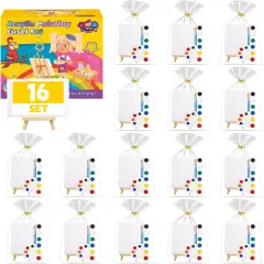 16 Pack 9 Inch Wood Easels, Easel Stand for Painting Canvases