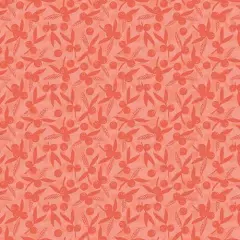 Salmon Dahlias at Dusk Leaf & Berries Silhouettes Cotton 44"/45" Fabric Per Yard