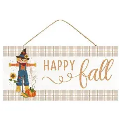 12" Wooden Sign: Happy Fall Scarecrow