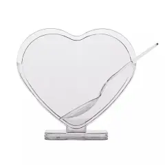 24 Clear 2 oz Heart Shaped Disposable Plastic Dessert CUPS SPOONS Party Events
