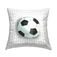 Soccer Ball on Chevron Design by Sharon Kuplack Throw Pillow 