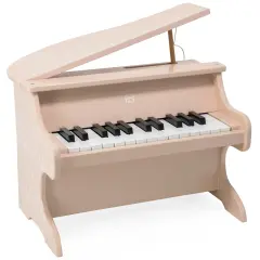 Label Label: Wooden Piano - Pink - Musical Instrument Toy, Dragonfly & Nature Design, 15 White-10 Black Keys, Closing Lid, 16.5 x 12.5 x 16", Kids 3+