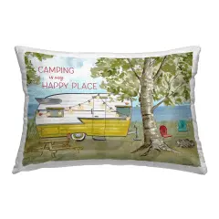 Camping is Happy Place Design by Sharon Kuplack Outdoor Printed Pillow 
