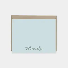 Thanks Script Powder Blue Wedding Note Cards