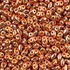 Matubo 2-Hole Czech Glass Opaque Jet Miniduo Beads, 50g Full Capri Gold