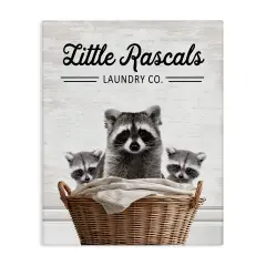 Stupell Industries Little Rascals Laundry Raccoons Canvas Design by Lettered and Lined