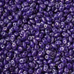 Matubo 2-Hole Czech Glass Opaque Luster Superduo Beads, 100g Blue / Nebula