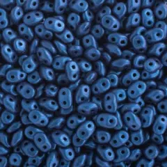 Matubo 2-Hole Czech Glass Jet Metallic Suede Superduo Beads, 100g Blue